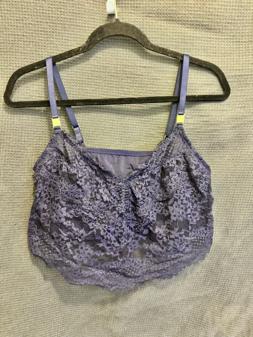 Aerie Navy Blue Lace Bralette Longline Plunge Comfort Sports Crop Top Size XL